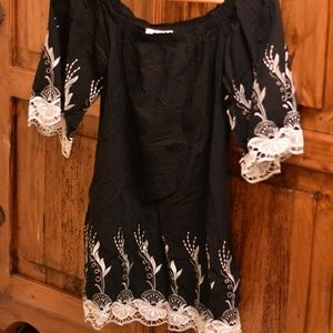 Beautiful Embroidered Black Long Top